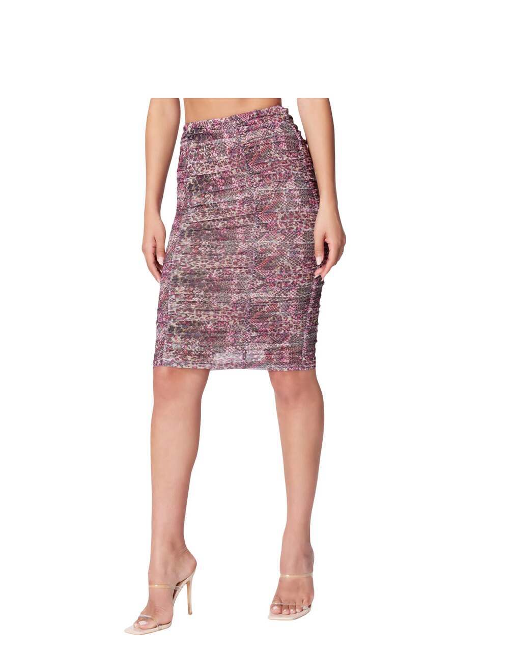 NWT Bebe Ruched Mesh Midi Skirt Animal Print Size XL